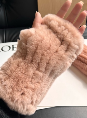 赛雅娜女獭兔毛半指手套