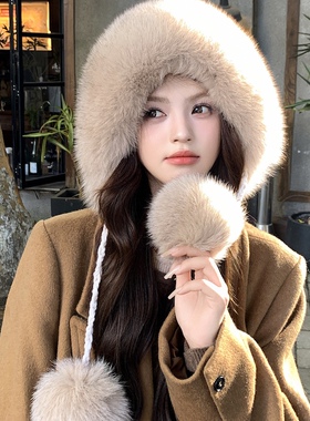 赛雅娜狐狸毛帽子韩版女冬季