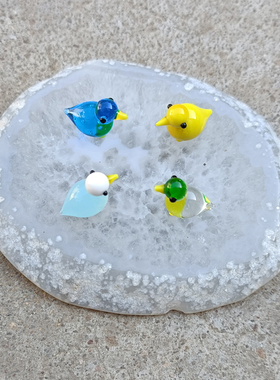 创意手工玻璃小鸟小摆件迷你瓢虫小动物装饰多肉植物盆栽家居生活