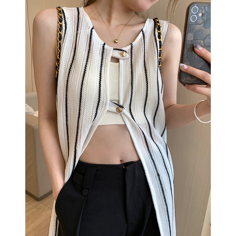 蕾丝镂空针织吊带马甲背心连衣裙女夏季穿搭开衫长款外搭叠穿罩衫 - 图2