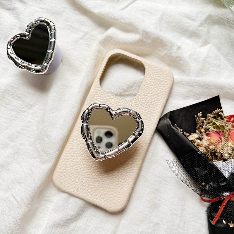 创意金属手机气囊桌面支架背贴可伸缩爱心镜子贴随身便携补化妆镜,淘宝优惠券,粉丝福利购,淘宝优惠卷