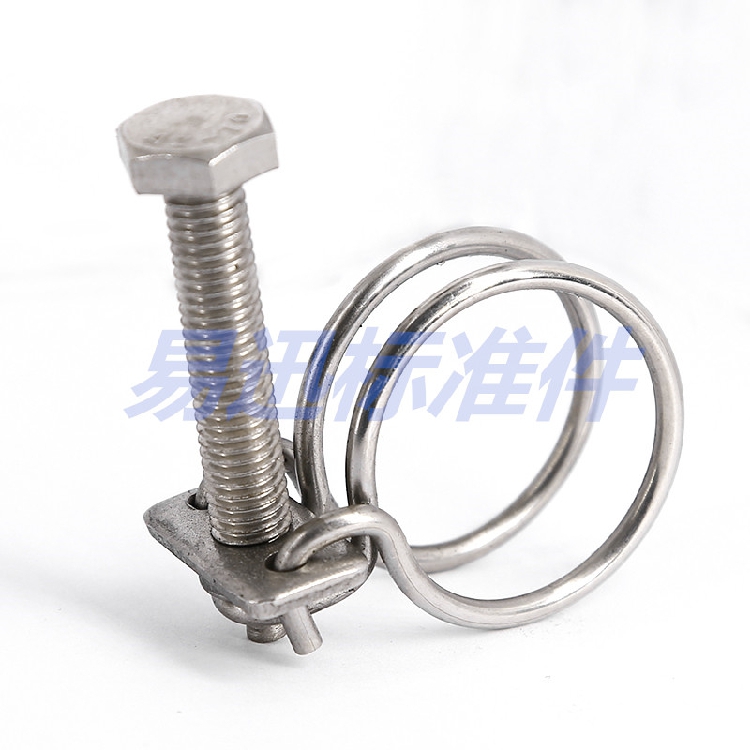 304不锈钢双钢丝喉箍卡箍强力钢丝箍橡胶管卡钢丝抱箍管箍钢丝管 - 图1