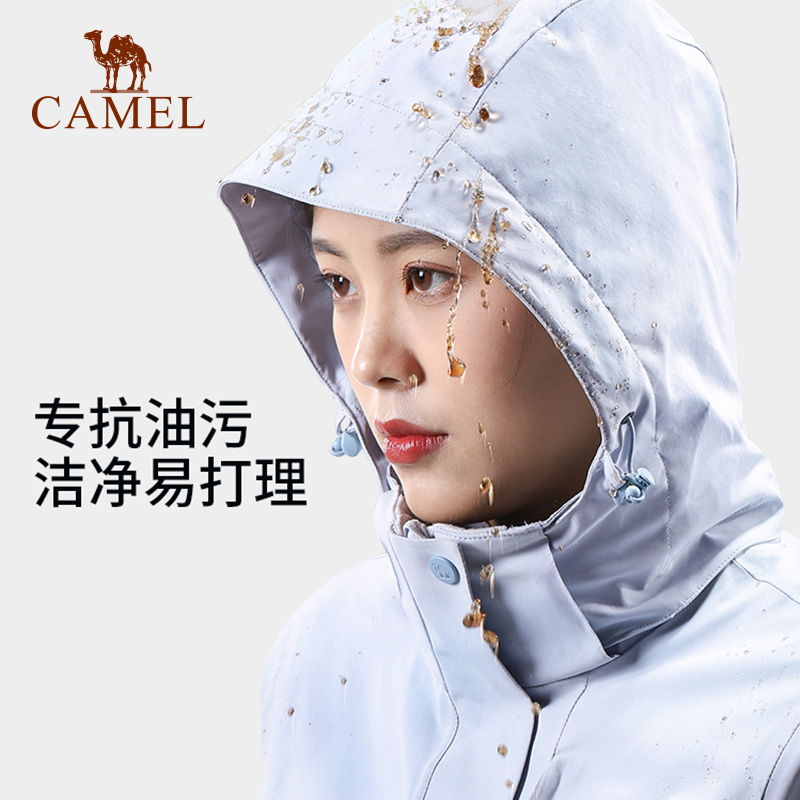 Camel骆驼冲锋衣三合一男女工装短外套可拆卸防风防水软壳登山服-图2