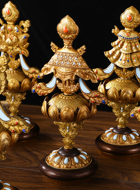 纯铜吉祥八宝摆件藏式