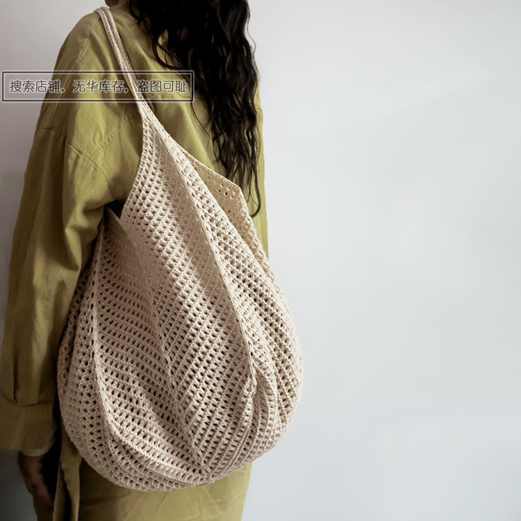 （实物拍摄--细棉线）小众特别渔网包文艺单肩包镂空编织包沙滩包,淘宝优惠券,粉丝福利购,淘宝优惠卷