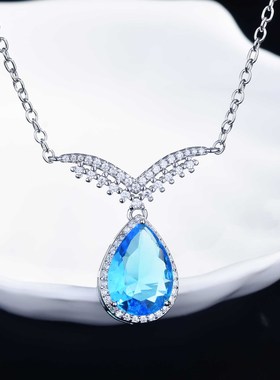 欧美奢华重工项链晚宴礼服百搭吊坠 微镶满钻天使之翼项链锁骨链