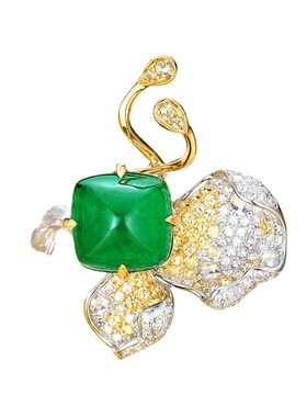 新款仿天然哥伦比亚培育祖母绿糖塔戒指女轻奢彩宝双色金蝴蝶戒指