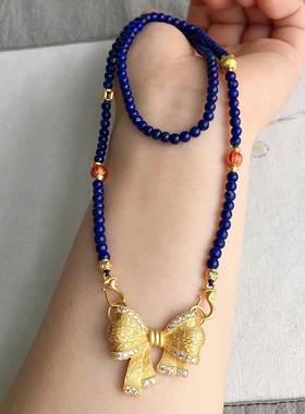 妖石传说天然青金石双耳挂链串珠