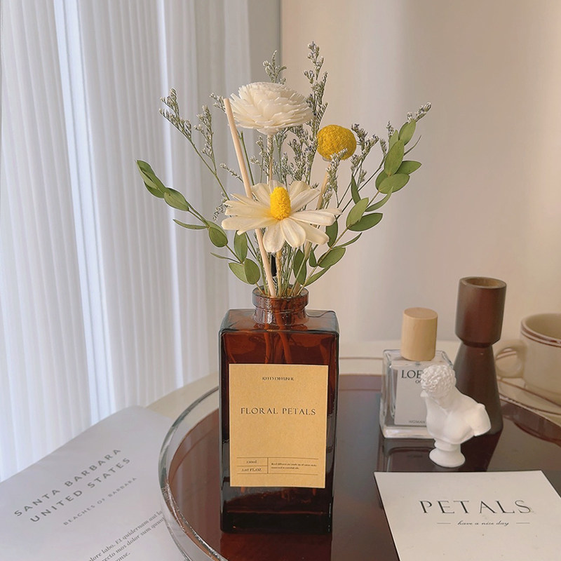 干花无火香薰精油白茶栀子花桂花香氛摆件卧室内持久空气清新除味,淘宝优惠券,粉丝福利购,淘宝优惠卷