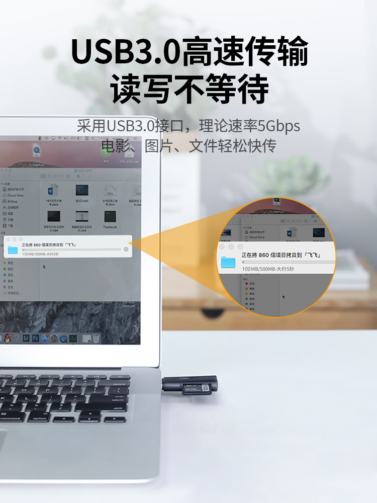 绿联CM264读卡器相机sd卡tf卡二合一usb3.0高速读取转换器记录仪 - 图1