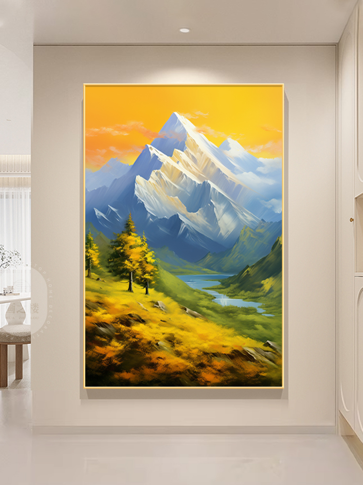 日照金山落地画客厅玄关走廊过道挂画山水风景沙发背景墙壁装饰画-图3