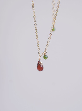 14k包金石榴透辉石项链