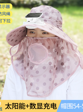 夏季新款防晒风扇帽子女面罩大檐