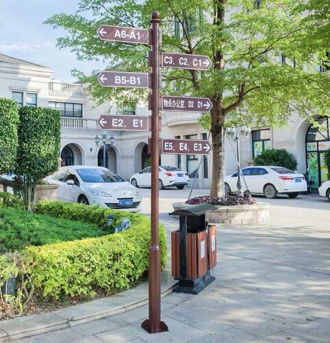 户外标识牌定制指示牌立式导向牌路站杆小区旅游景区道路分流导视 - 图0