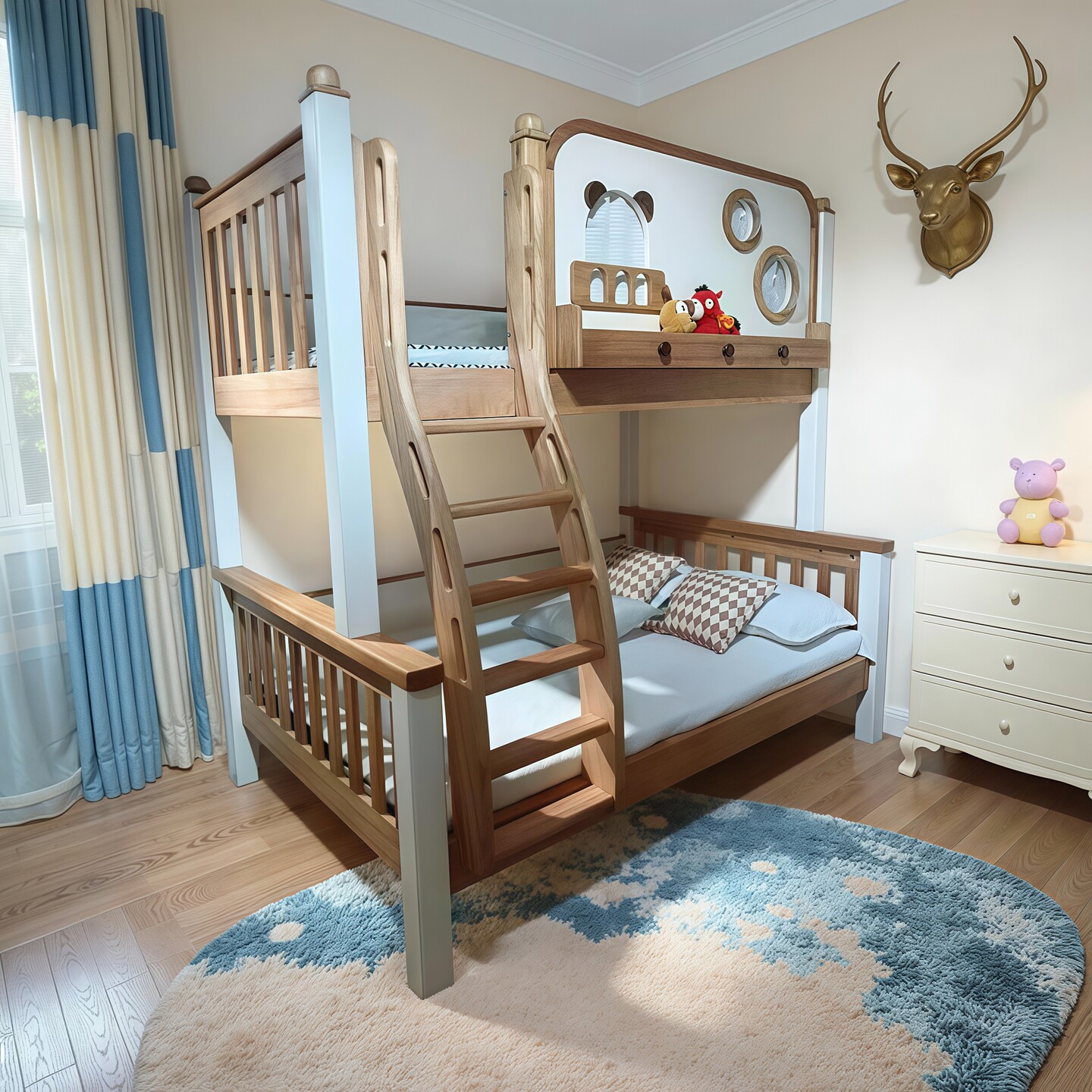 全实木高低床红檀木儿童两层床木蜡油上下铺上下床子母床加高护栏