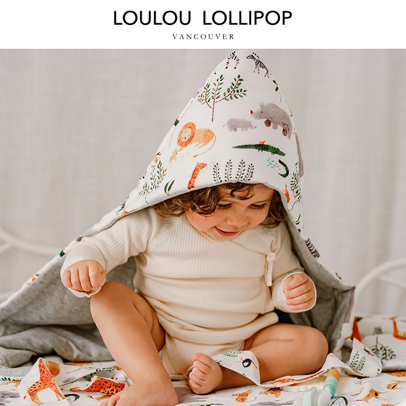 LoulouLOLLIPOP婴儿夹棉包被外出秋冬加厚抱被初生宝宝产房抱毯 - 图0