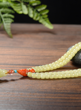 若羌黄玉佛珠手链项链多用款