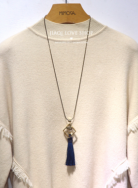 韩版水晶长款毛衣链挂件流苏吊坠