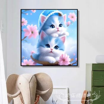 ດອກໄມ້ cat cross stitch 2023 ເສັ້ນໃຫມ່ embroidery ຫ້ອງດໍາລົງຊີວິດກາຕູນງາມຊຸດສັດຕົນເອງ embroidery handmade diy