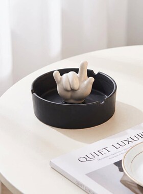 创意手势陶瓷装饰摆件家居桌面工艺品黑色个性装饰品