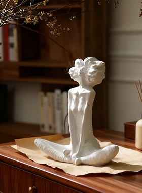 梵凡艺术象牙白女孩人物仿雕塑客厅玄关装饰品高档氛围感摆件软装
