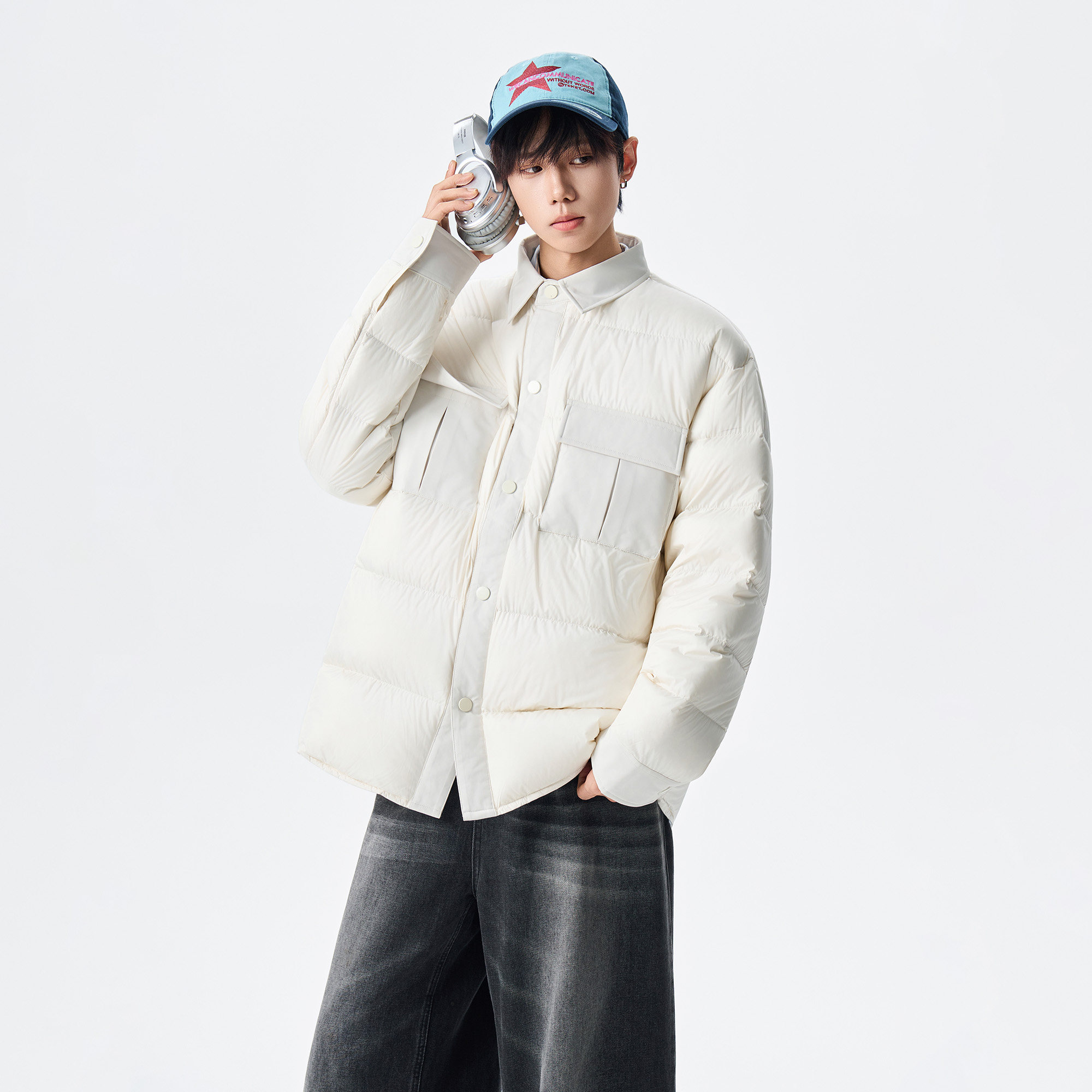 胖胖哥轻薄短款衬衫领羽绒服男款冬季90白鸭绒大码宽松夹克外套潮,淘宝优惠券,粉丝福利购,淘宝优惠卷