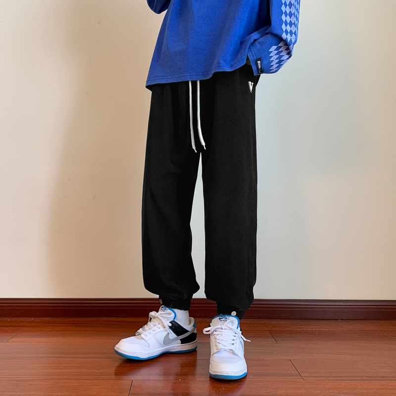 胖胖哥裤子男春季束脚卫裤美式男生宽松休闲裤大码男装运动长裤潮