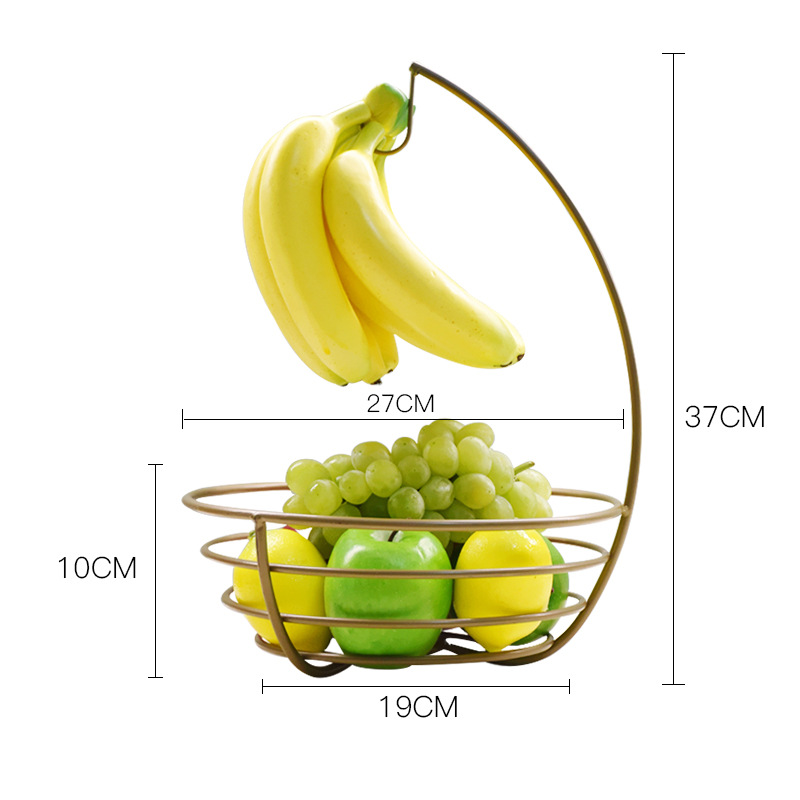 现创意水果盘客厅零食坚果干果盆时尚收纳架香蕉挂钩挂果篮铁艺