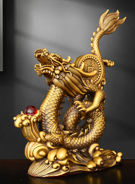 纯铜龙摆件飞龙在天盘龙柱五爪龙