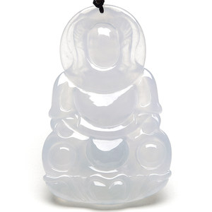 X24897果敢翡翠 冰种翡翠玉观音挂件玉坠缅甸A货玉石观音吊坠