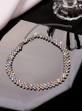 水钻项链女小众短款配饰锁骨链