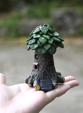 微景观造景树脂DIY小摆件树屋布景鱼缸绿树心理沙盘沙具大绿树