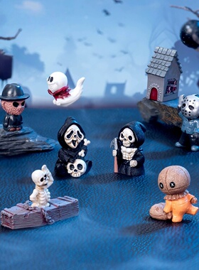 微景观万圣节电影角色死神杰森骷髅人树脂工艺恐怖氛围桌面小摆件