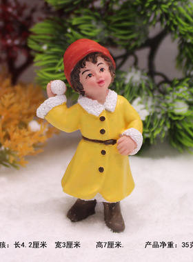 打雪仗雪人圣诞树圣诞老人棕熊礼物袋树脂圣诞节人物摆放桌面摆件