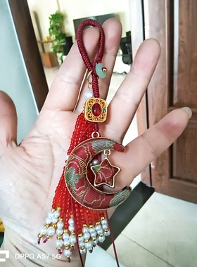 指象宋锦手缝非遗宋锦纯手工星月守护挂件珠子流苏包挂车挂成品