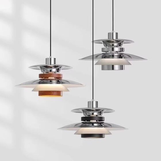 Italian Bauhaus medieval style dining table lamp designer creative island bar PH5 silver flying saucer restaurant chandelier