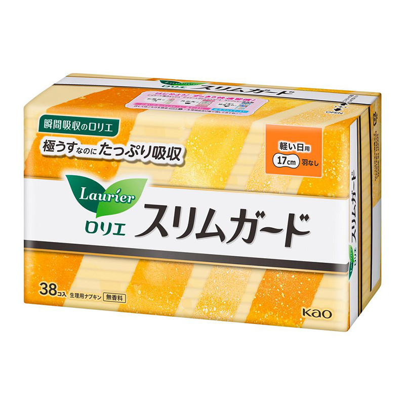 日本花王乐而雅卫生巾日用全面透气超薄17cm无护翼38片装无荧光剂