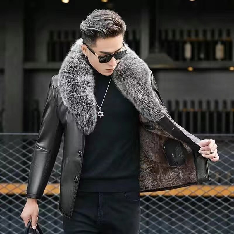 2025新款男士皮毛一体海宁真皮皮衣男修身绵羊皮夹克冬季皮草外套,淘宝优惠券,粉丝福利购,淘宝优惠卷