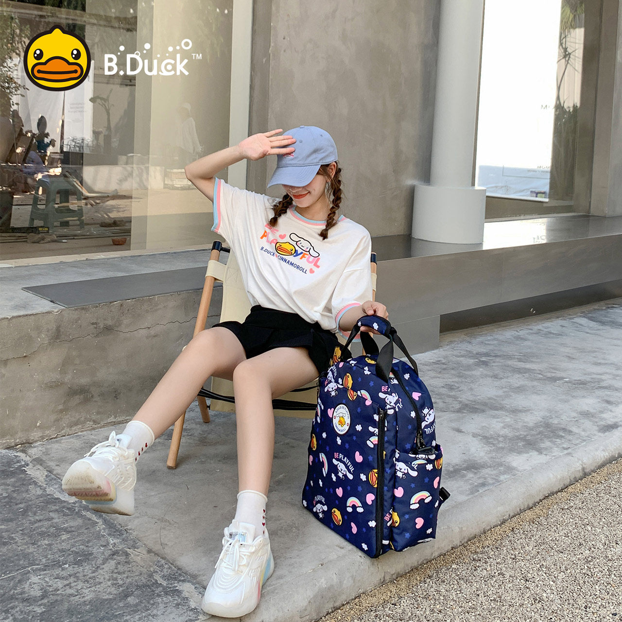 b . duck小黄鸭妈咪包潮流系列背包 semk妈咪包/袋