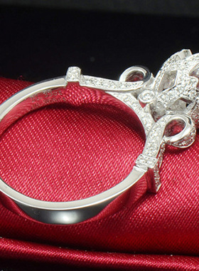 纯银戒指女款皇冠夸张指环轻奢