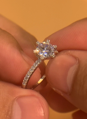 s925纯银六爪仿真钻戒