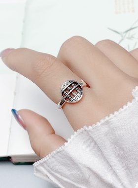 算盘男戒指黄金开口指环时尚霸气仿金金钱戒子新款