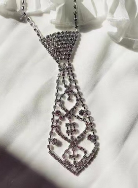 网红性感镂空镶钻长款项链女颈链颈带脖子饰品短款锁骨链亮钻领带