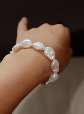 复古文艺风925银巴洛克珍珠手链