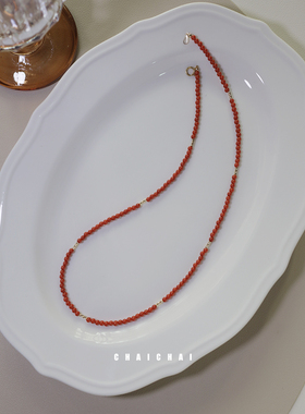 天然南红项链柿子红玛瑙本命年