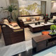 Big brand new Chinese style black gold wood sofa factory can be customized