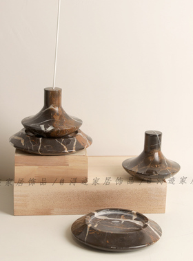 现代轻奢大理石玉石镇纸烛台香插钢琴猫狗摆件样板间柜台家居软装