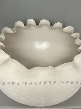 轻奢欧式白色陶瓷仿真海螺贝壳不规则创意艺术摆件样板间插花托盘