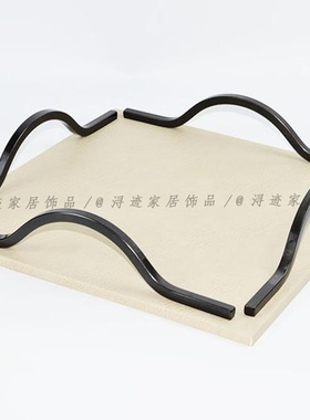 现代轻奢样板间客厅茶几不锈钢马毛托盘高档餐桌吧台果盘收纳盘