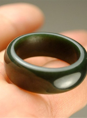 天然新疆和田玉戒指青玉指环